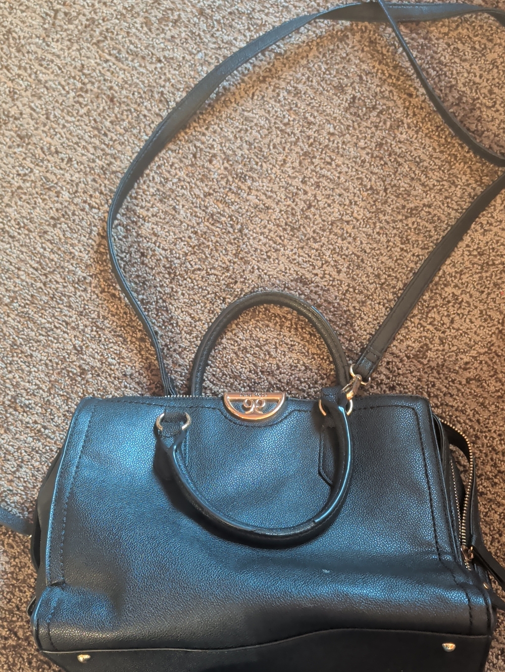 Nine West Black Leather Satchel